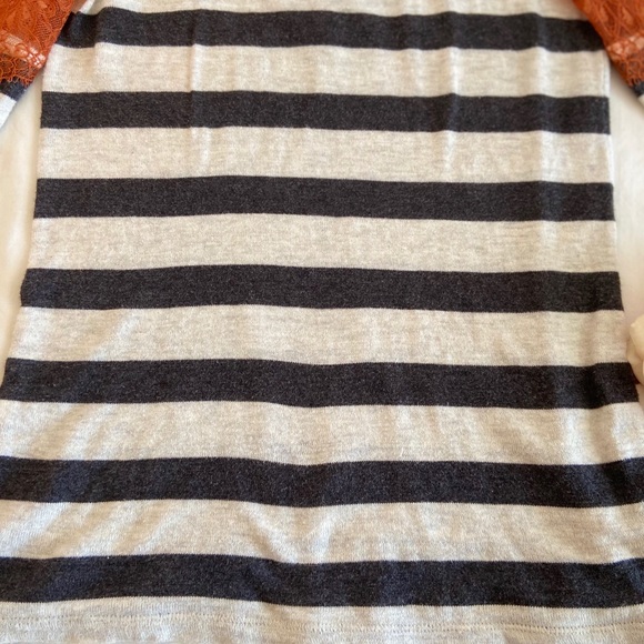 Anthropologie Deletta Orange Lace Stripe Top  XS - Picture 6 of 7